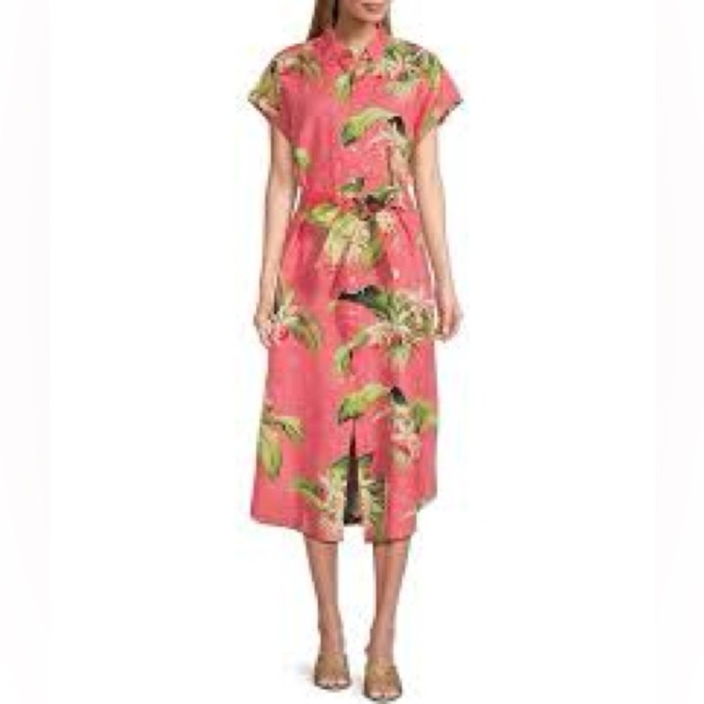 Tommy Bahama linen Floral Pink Midi Dress